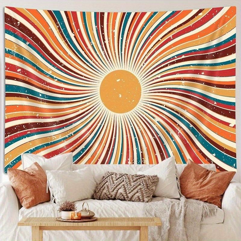 VIKAMA Vintage Sun Ray Tapestry BohemianStyle Sun Curtain Aesthetic Decoration For Living Room Or Dormitory