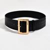 New Black Big Buckle Square Buckle Fashionable Women's Belt Crocodile Pattern Women's Atmospheric Classic Waist Seal
