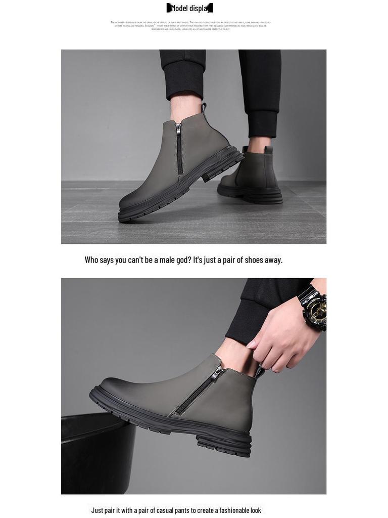 Herren 2023 High-Top Retro Leder Martin Stiefel - Britischer Stil Mid-Cut Arbeitsschuhe