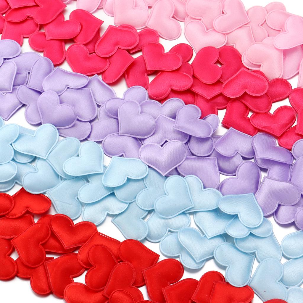 50Pcs/lot Love Shaped Sponge Petals 3D Fabric Clothing Home Decor Cloth Patches for Sewing Party Wedding Decoration Accessories