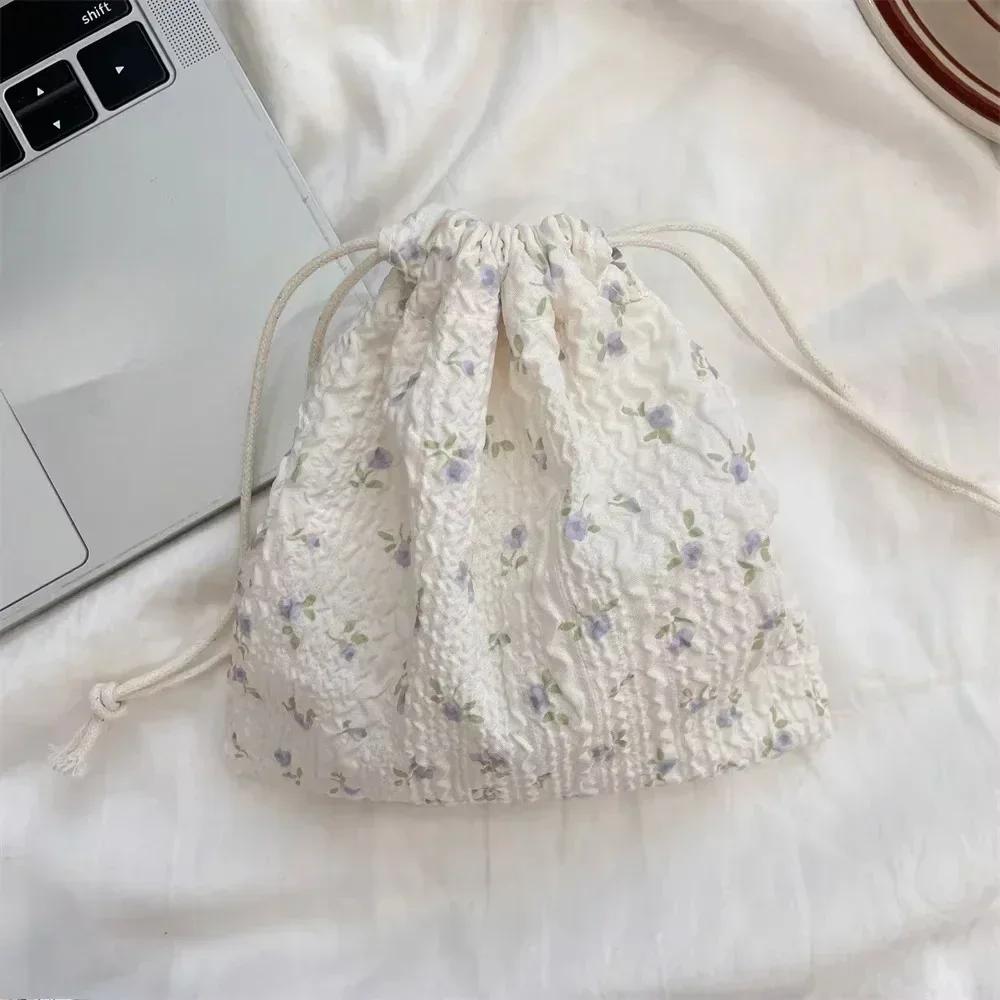 1PCS Women Girls Jewelry Lipstick Cosmetic Tote Rope Pouch String Bags Small Coin Purse Key Earphone Drawstring Storage Bag