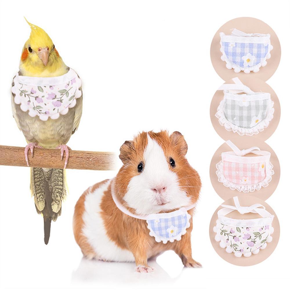 1pc Adjustable Pet Bib Cute Pattern Soft Lace Bib Neckwear Clothing Accessories for Small Animals Hamsters Guinea Pigs Parrots