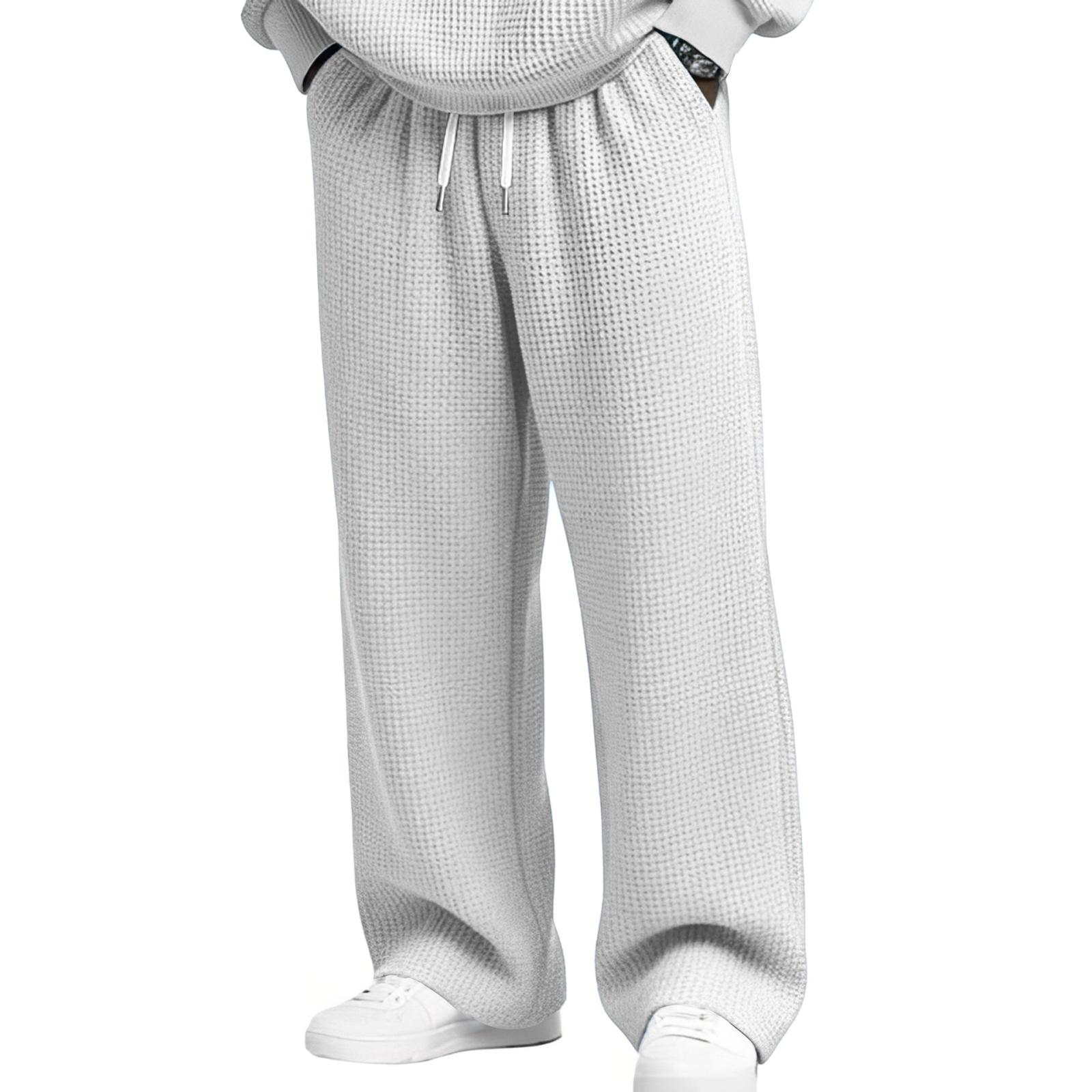 

Men s Casual Pants | Relaxed Fit, Elastic Waist With Drawstring For Daily Wear XXXL білий