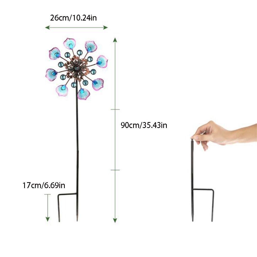 Removable Windmill Spinner Rotating Metal Windmill Landscape Art Decoration Flower Pinwheel  Yard