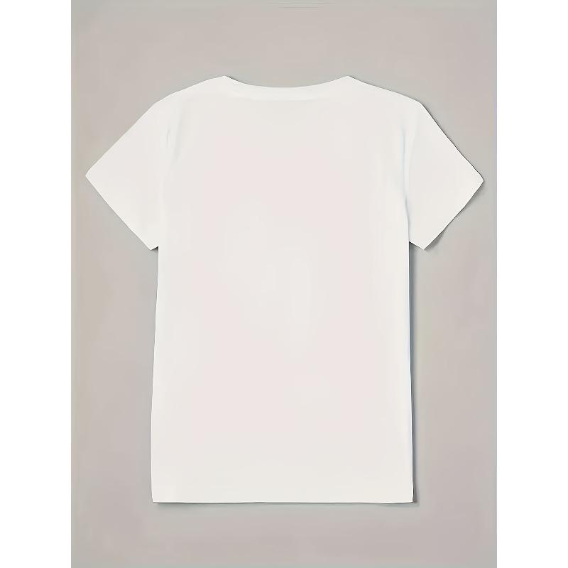 European Size Fashionable Letter Anime Printed Women'S Round Neck T-Shirt, Featuring a Minimalist Design That Is Comfortable