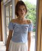 AMONG A 2-Way Check Blouse_Light Blue