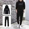 Abbigliamento sportivo da uomo con cappuccio: Set Felpa Gilet e Pantaloni Casual Autunno/Inverno