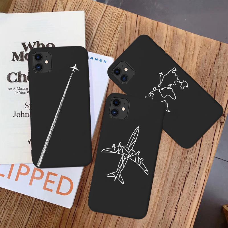 Luxury World Map Travel phone Case For iPhone XR XS Max X XS 12 11 13 Pro max SE 2020 7 8 Plus Silicone Soft airplane Cover