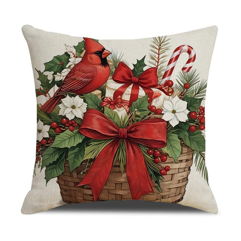 Pine Cone Print Pillow Cover Retro Style Holiday Decoration Seat Cushion Indoor Home Sofa Pillow
