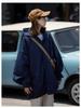 Unisex Japanese Retro Waffle Knit Hooded Cardigan - Loose Fit Solid Color Autumn/Winter Casual Jacket