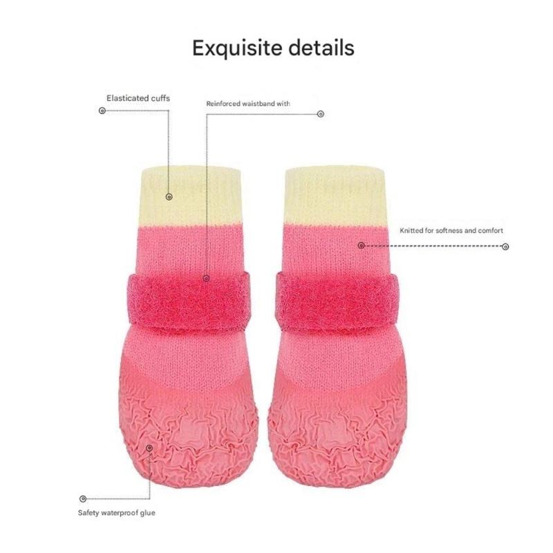 Pack of 4 Breathable Waterproof Dog Rain Boot Slip Resistant Footwear for Comfortable Outdoor Walking and Paw Safety