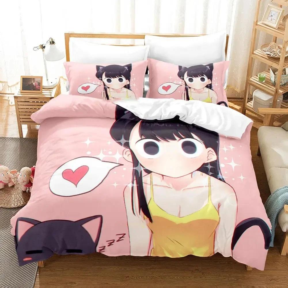 Anime Komi Can't Communicate Bedding Set Boys Girls Twin Queen Size Duvet Cover Pillowcase Bed Kids Adult Home Textileextile
