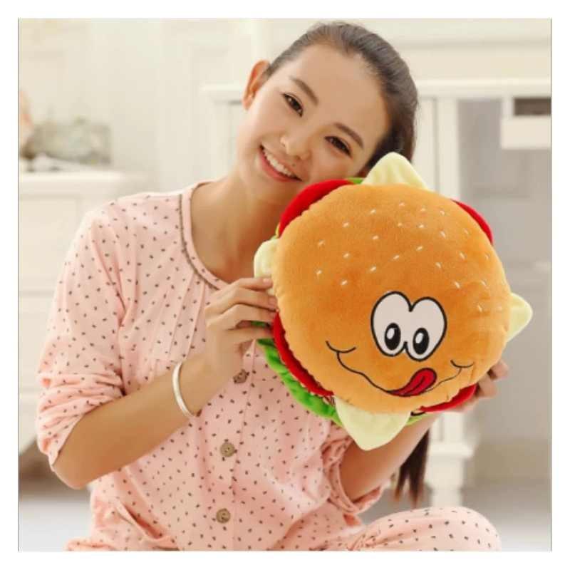 Hamburger Plush Expression Toy Cartoon Stuffed Doll Cushion Gift Decoration