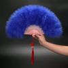 White Feather Fan Full Velvet Thickening Cheongsam Catwalk Folding Fan Yudi Boutique Night Shanghai Chinese Ancient Style Dancing Folding Fan Female