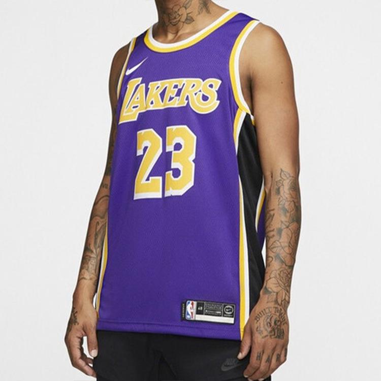 Nike NBA Lakers LeBron James 23 Fan Edition Pullover Crew Neck Jersey Men Sportswear Purple AA7097-514