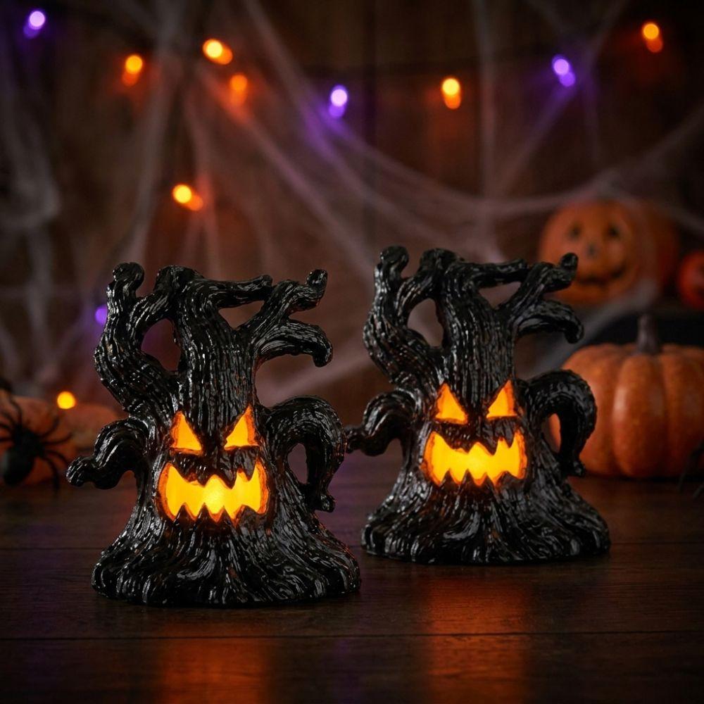 Glow Effect Scary Tree Stump Lamp Mini Tree Stump LED Ghost Decor Lights Window Holiday