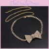 Diamond Wave Water Chain Necklace Butterfly Pendant For Female Fashion Statement