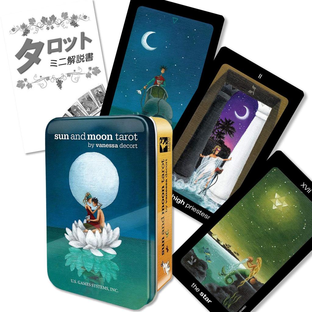 in a tin Sun and Moon Tarot in a Tin Tarot fortune telling instructions in Japanese with instructions Authentic tarot cards 78 cards Mini size [Packed