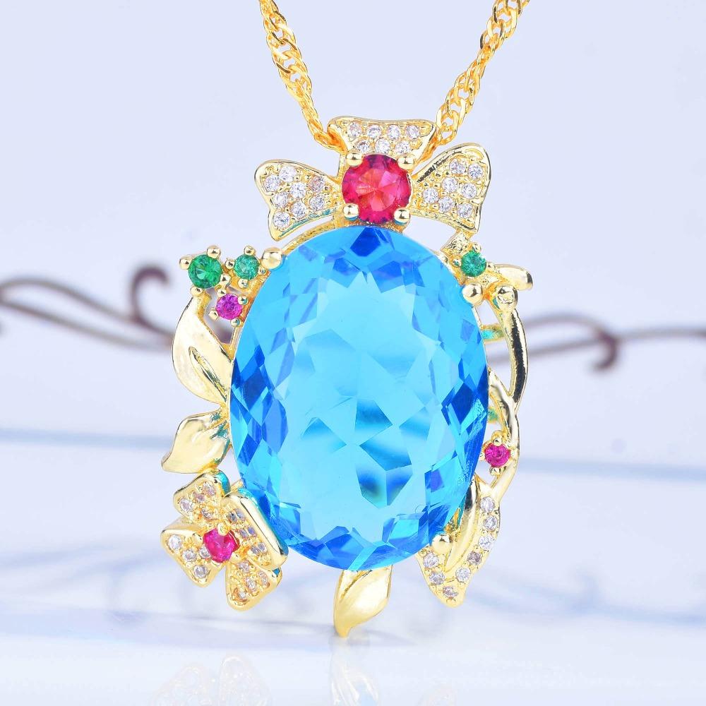 Simulierte Morganit-Anhänger Halskette für Damen Schweres Design Topas Violett Champagner Diamant Schmuck