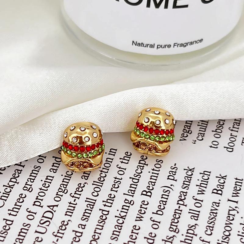 Childlike Hamburger Stud Earrings - Cute, Creative, Daily & Vacation Ear Accessories for Women