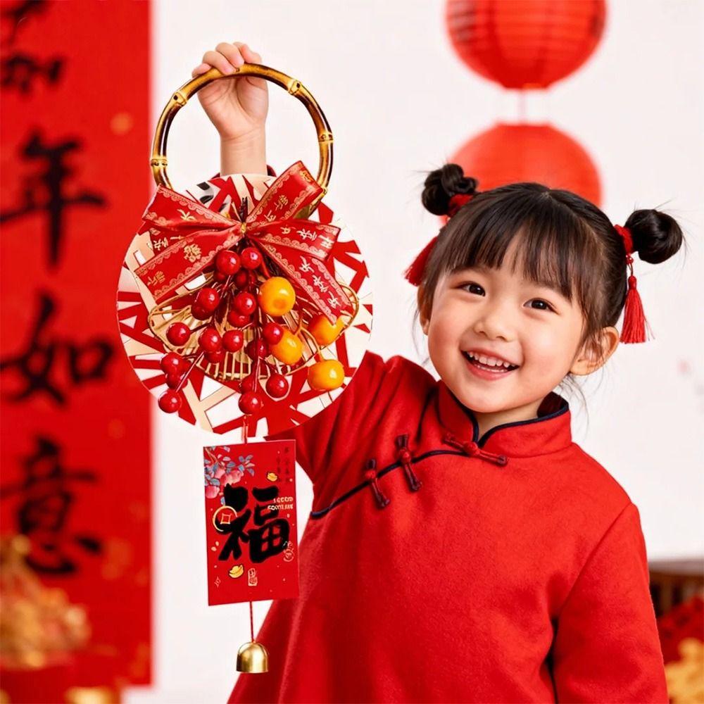 Red New Year Decoration Red Berries Gold Bell Chinese New Year Hanging Pendant Greeting Pomegranate Persimmon