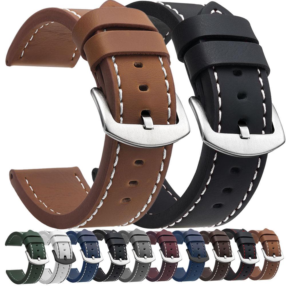 SAMCO Bracelet de Montre Sport Cuir Vintage Boucle Acier Inoxydable Accessoires de Montre 18mm 20mm 22mm 24mm