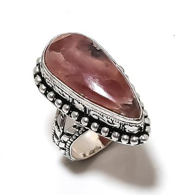 Natural Rhodochrosite Gemstone Handmade 925 Sterling Silver Ring Size 9 D5I63