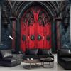 1pz Arazzo Porta Rossa Gotica Extra Large - Stampa in Poliestere Estetica Oscura con Intricati Motivi Floreali, 95g/mq, Orizzontale H