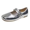 Internet celebrity explosion retro silver French flat bottom light mouth single shoes women's summer 2025 new with skirt Mary Jane shoes