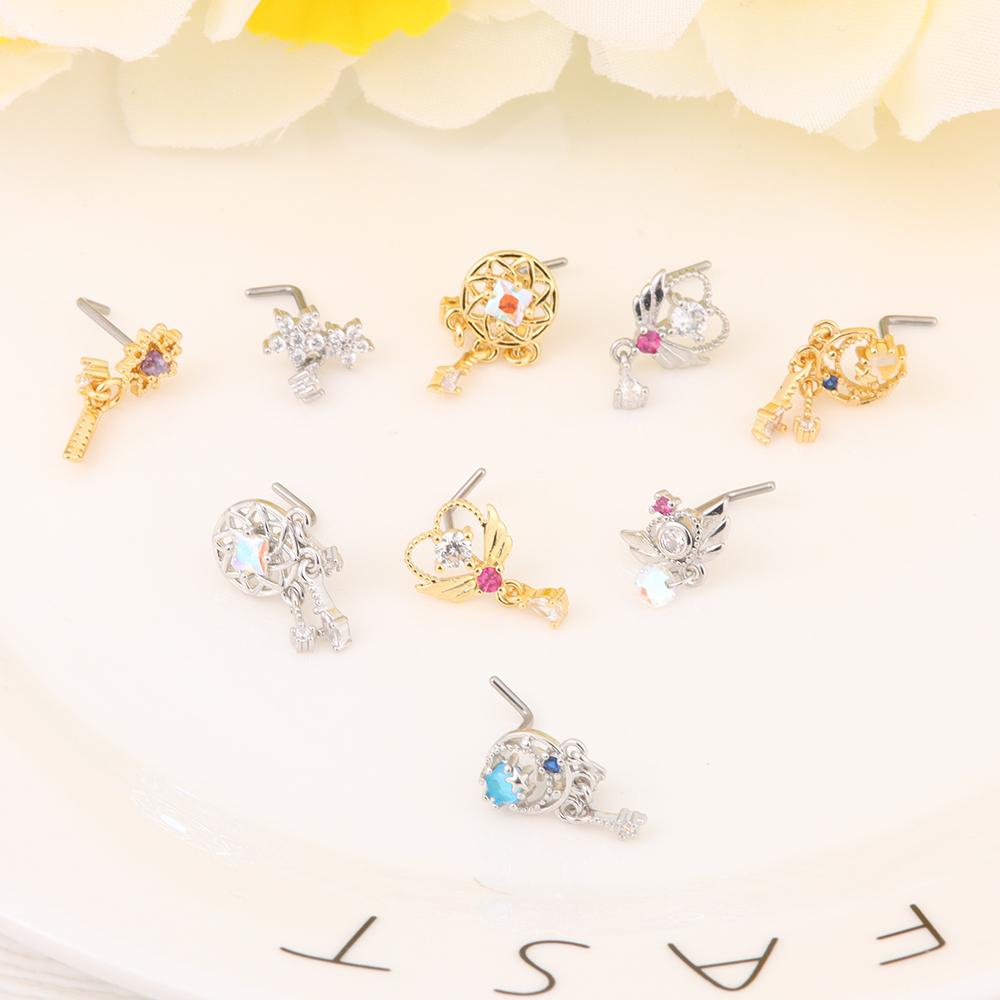 Creative Jewelry Stainless Steel Nose Nails L Dangle Nose Studs Nose Rings Body Piercing