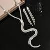 Electroplated Multi-Layer Rhinestone Claw Chain Fringed Necklace Earrings Set Women'S Fashion Flash Long Sweater Chain