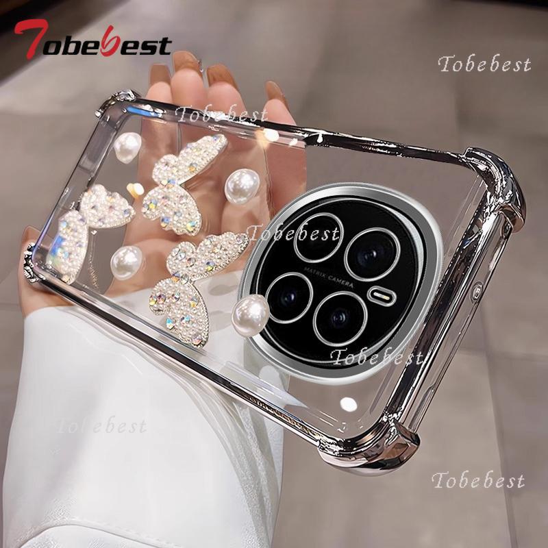 

3D Перламутровая Бабочка Ударопрочный Силиконовый Чехол с Гальваническим Покрытием для Huawei Honor Magic 7 Lite 6 5 4 3 Pro Прозрачная Задняя Крышка Honor Magic4 серебряный