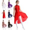 Vestido de dança de patinação artística para meninas, sem mangas, gola falsa, recorte nas costas, bainha assimétrica, vestidos com strass brilhantes