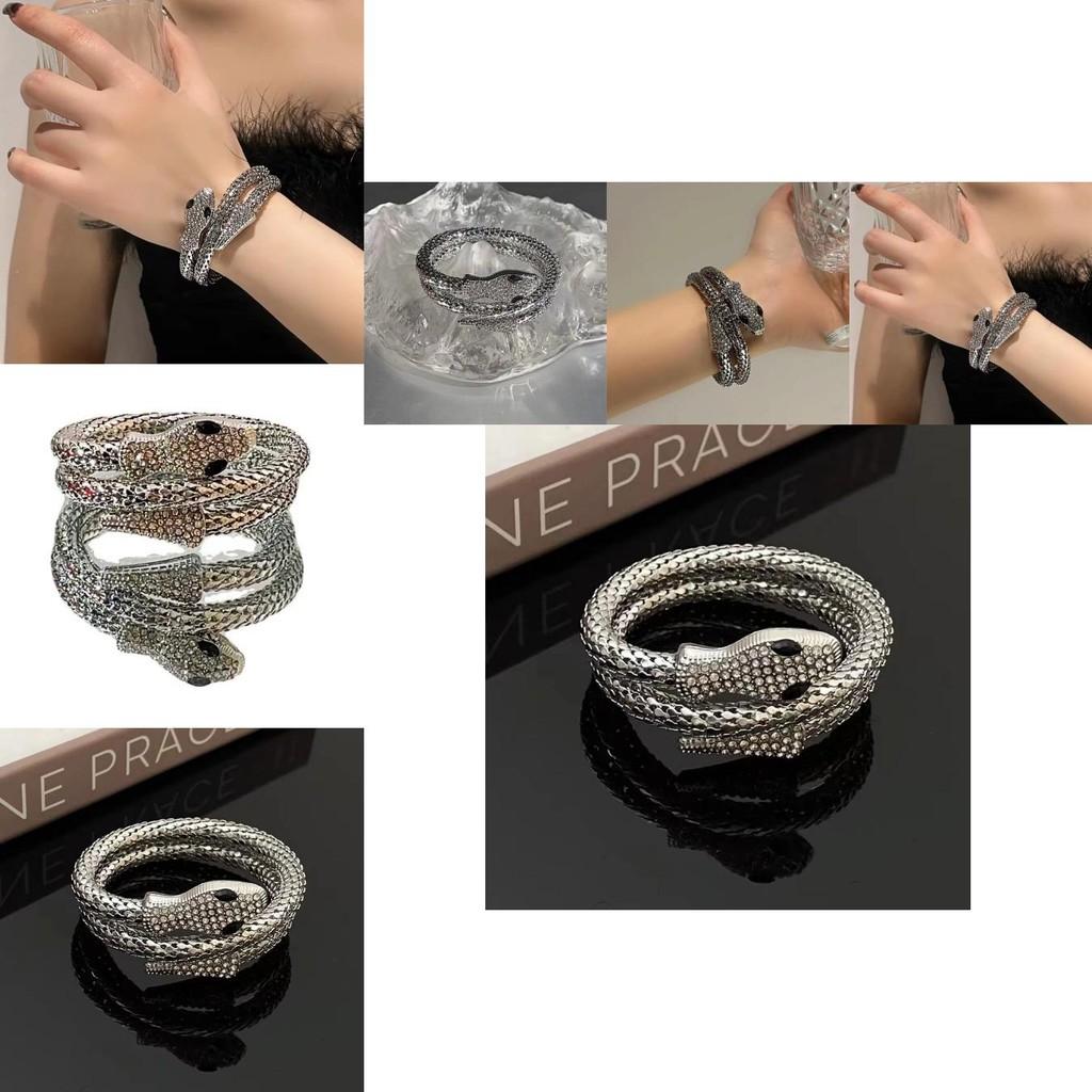 Punk Style Snake-shaped Alloy Zircon Bracelet For Women Bold And Distinctive