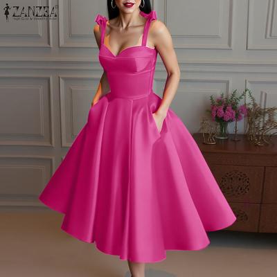 Womens Party Casual Lace Up Sleeveless Straps Sling Dress
