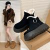 Thick-soled heightening snow boots, velvet shoes, warm fluffy cotton boots, Northeast large cotton shoes