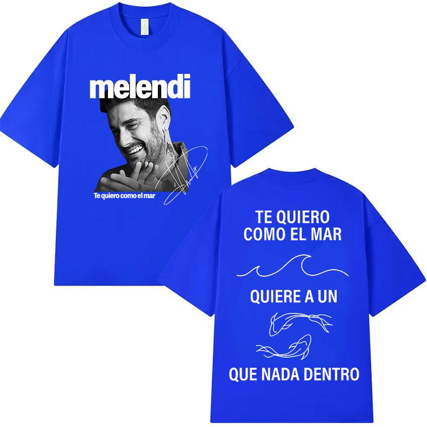 Rapper Melendi Tour Album Graphic T Shirt Men's Retro High Quality Cotton T-shirts Hip Hop Clothing Oversized T-shirt Streetwear