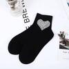 New Rhinestone Decorative Socks, Fashionable Diamond Sparkling Socks, Cute Cartoon Animal Pattern Comfortable Low Cut Socks