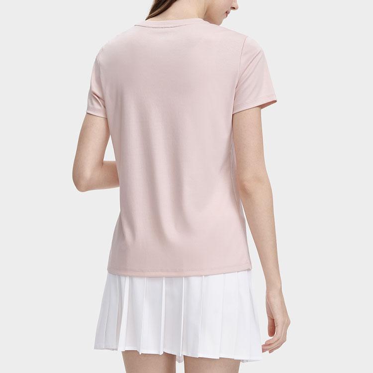 FILA Valentines Day American Series Letter Embroidery Print Casual Sports Round Neck Short Sleeve T-Shirt Women Tops Pink F11W329117FLP