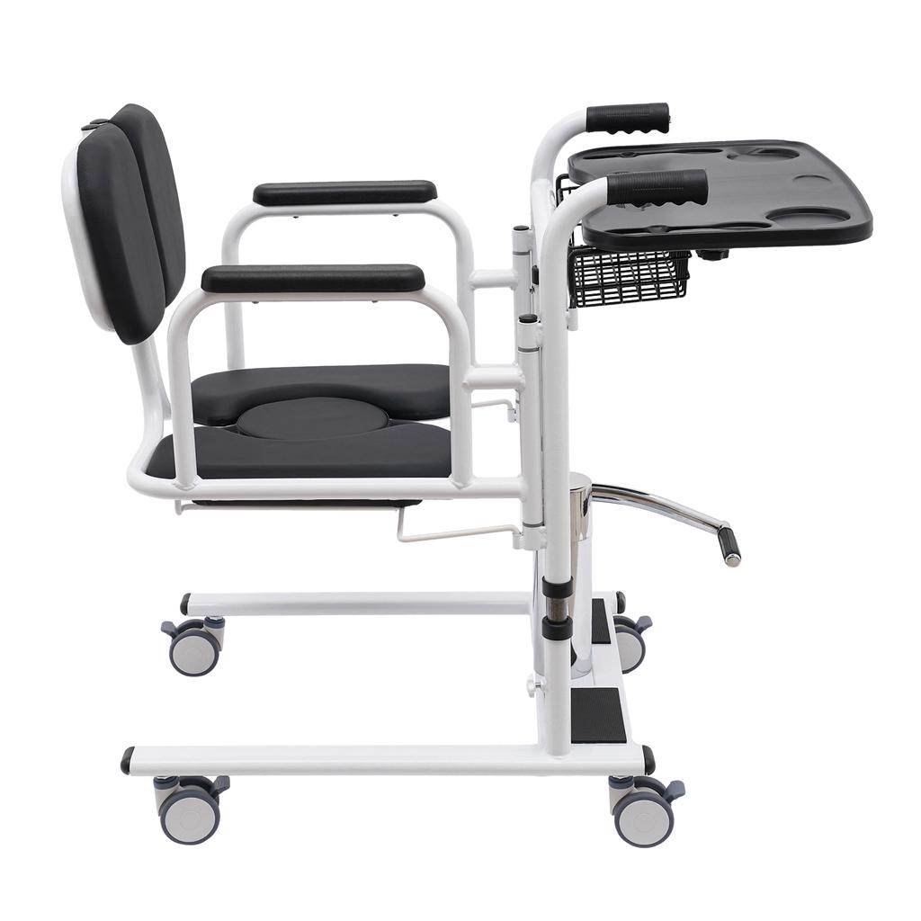 330 Lb Adjustable Height Wheelchair with 180° Split Seat and Commode, Suitable for the Elderly and People with Disabilities