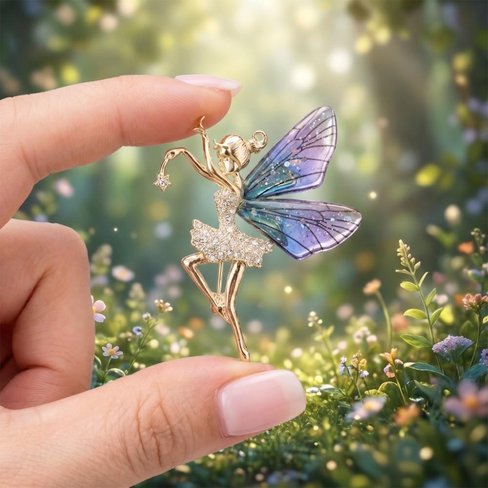 Clothes Accessories Dancing Girl Brooch Metal Women's Brooch Transparent Wings Brooch Party Favors