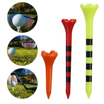 10 piezas de 38/70/82 MM Tee de golf rayado Altura ajustable Punta afilada Soporte de pelota de golf de plástico Kit de pinchos de entrenamiento de golf Accesorios de golf Regalos para golfistas