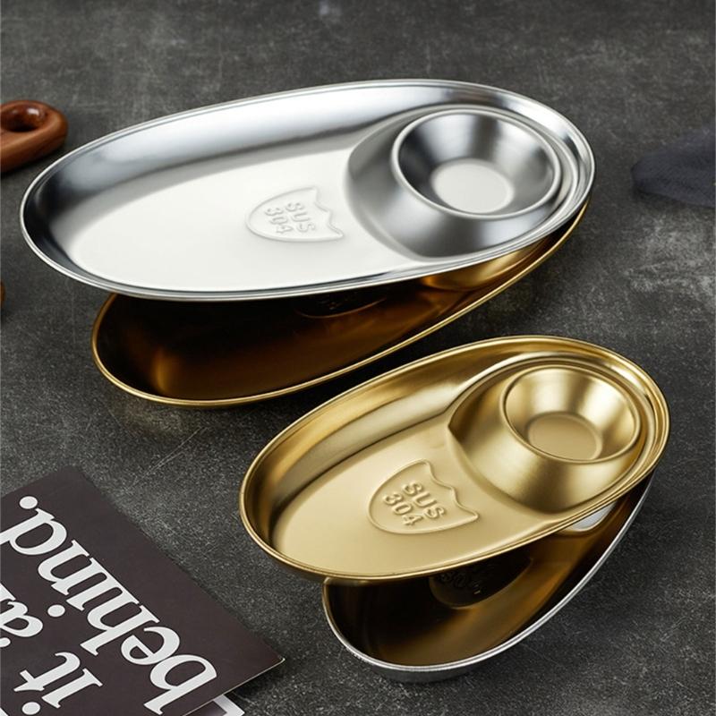 Practical Nonrust Steel Party Platters Produced With Sauce Well Kitchens Serving Tray For Outdoors Dining Event