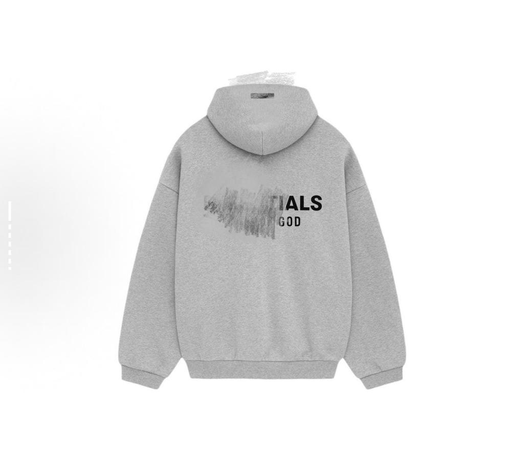 New Arrival: Essentials Double-Breasted Letter Print Fleece-Lined Hooded Silicone Hoodie for Autumn/Winter