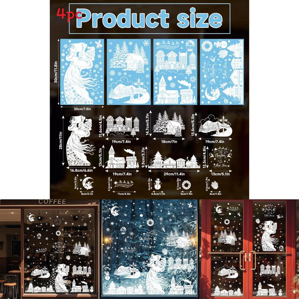Christmas Holiday Pvc Stickers With Snowman Snow House Santa For Festive Decor