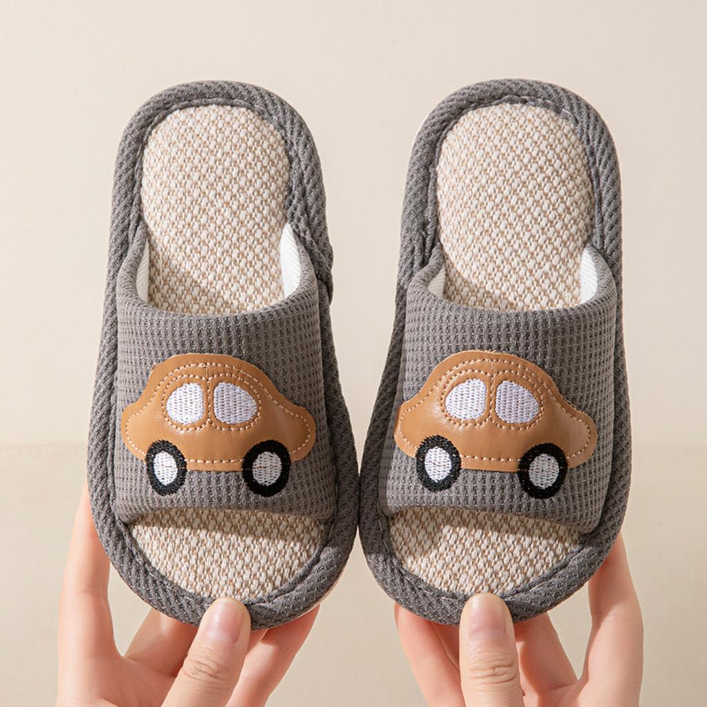 Kids' Cartoon Car Boys' And Girls' Summer Linen Indoor/Outdoor PVC -Resistant Sole Sandals