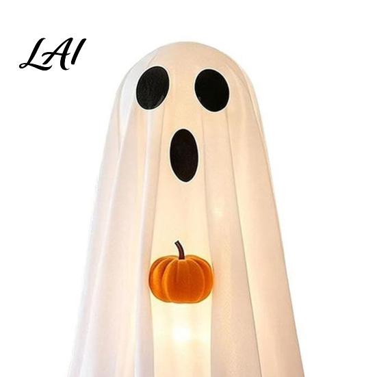 Spooky Seasonal Atmosphere Halloween Ghost Decoration Light-Up White with Pumpkin Indoor Children Party Favors Cute Standing Tabletop for