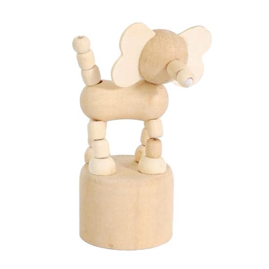 Wooden Finger Puppet Toy Cartoon Mini Desktop Movable Elephant Tiger Dog Puppet Figurine for DIY Crafts Home Party Decoration