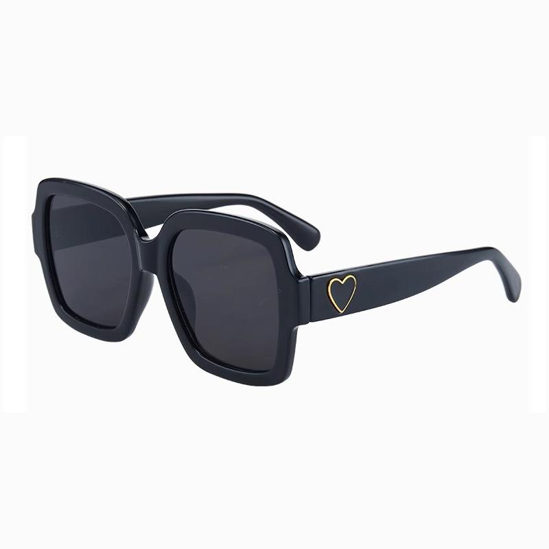 Sweet And Cool Hot Girl Black Square Sunglasses Women'S High-End Sense Round Face Thin Glasses Large Frame Sunglasses Tide