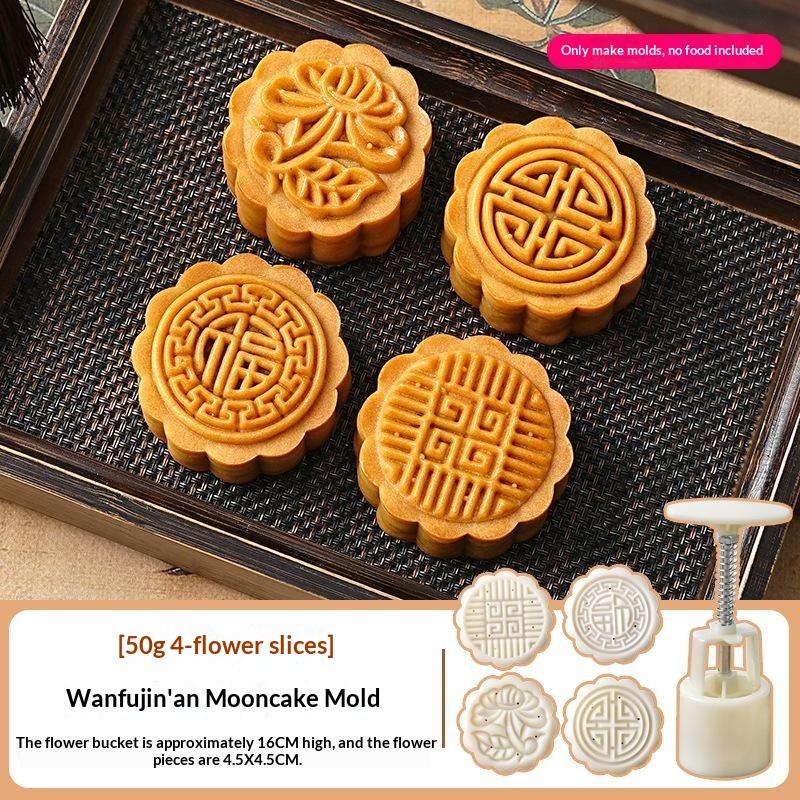 1 Set Diy Mooncake Mold Plastic Hand Press Pastry Mold Mung Bean Cake Embossing Kitchen Baking Tool Cookie Moon Cake Cutter